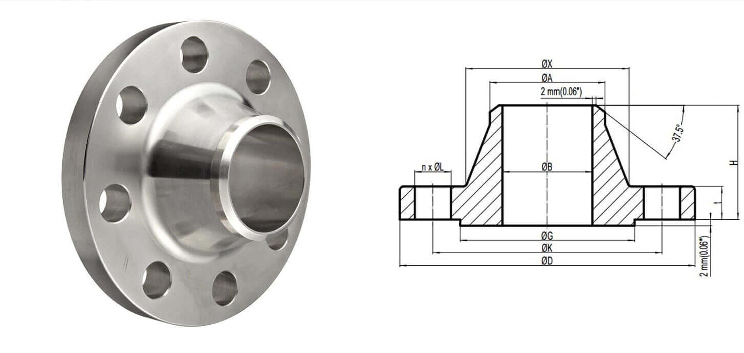 Stainless Steel Weld Neck Flange Dimensions